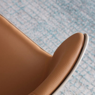 Chaise de salle à manger moderne en cuir de vache simplicité en acier éponge carrée avec dossier incurvé pour salle à manger 