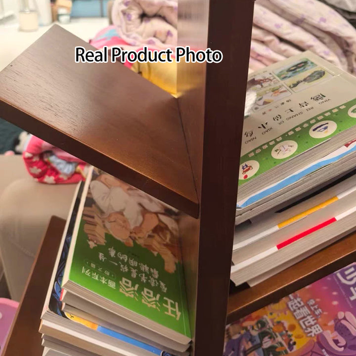 Moderner kreativer freistehender Bücherregal-Weihnachtsbaum aus Kautschukholz mit großer Kapazität, 8 Regalböden, für das Arbeitszimmer 