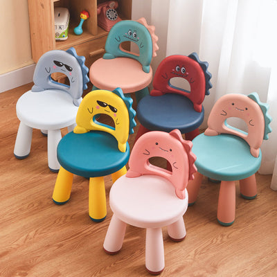 Tabouret rond en plastique pour enfants créatif contemporain avec dossier en forme de dinosaure pour le salon 