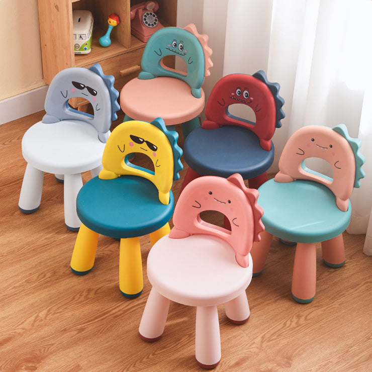 Tabouret rond en plastique pour enfants créatif contemporain avec dossier en forme de dinosaure pour le salon 