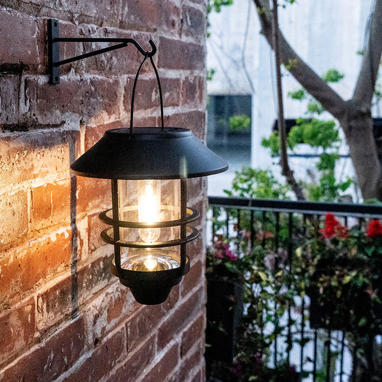 Zeitgenössische Retro Solar wasserdichte Aluminium Glas Laterne Zylinder 1-Licht hängen Wandleuchte Lampe für Terrasse 