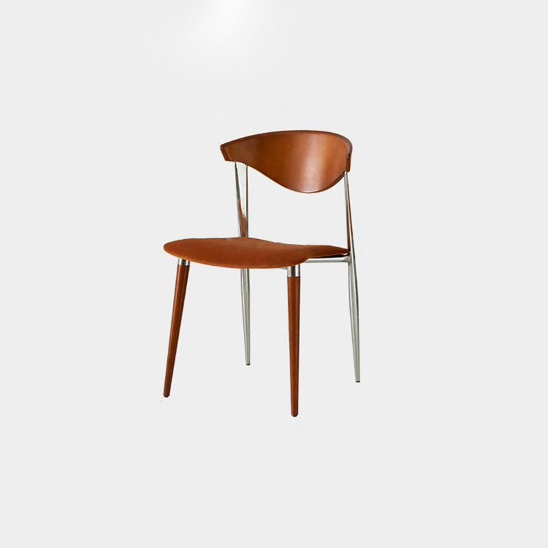 Chaise de salle à manger contemporaine rétro en bois de hêtre, fer, velours, éponge carrée avec dossier incurvé pour salle à manger 