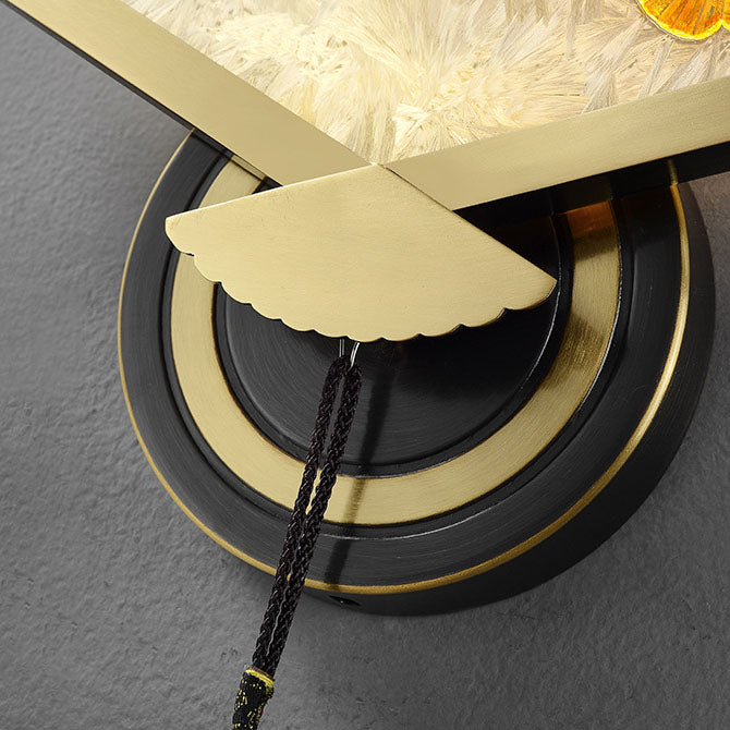 Lámpara de aplique de pared LED de acrílico de magnesio y cobre acanalado chino tradicional para dormitorio 
