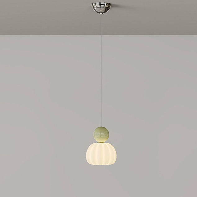 Suspension LED avec abat-jour en PE citrouille de simplicité contemporaine et boule en fer pour chambre 