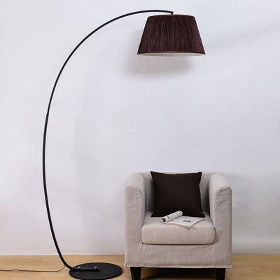 Modern Light Luxury Wrought Iron Curved Cylinder 1-Light Standing Floor Lamp