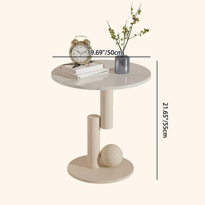 Zeitgenössischer kreativer runder Zylinder-Orb-Felsplatte-Kaffeetisch aus Kohlenstoffstahl für das Wohnzimmer 
