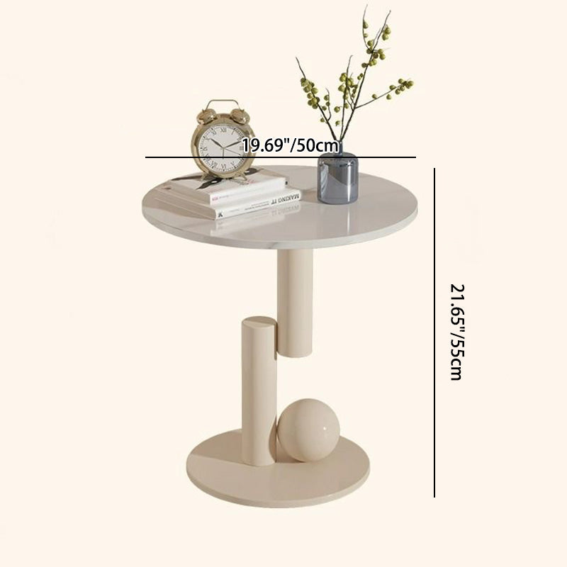 Zeitgenössischer kreativer runder Zylinder-Orb-Felsplatte-Kaffeetisch aus Kohlenstoffstahl für das Wohnzimmer 