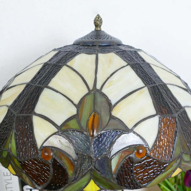 Traditional Tiffany Baroque Umbrella Resin Stained Glass 3-Light Table Lamp For Bedroom