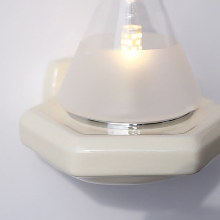 Traditional Vintage Conical Ceramic Glass Iron 1-Light Wall Sconce Lamp For Living Room