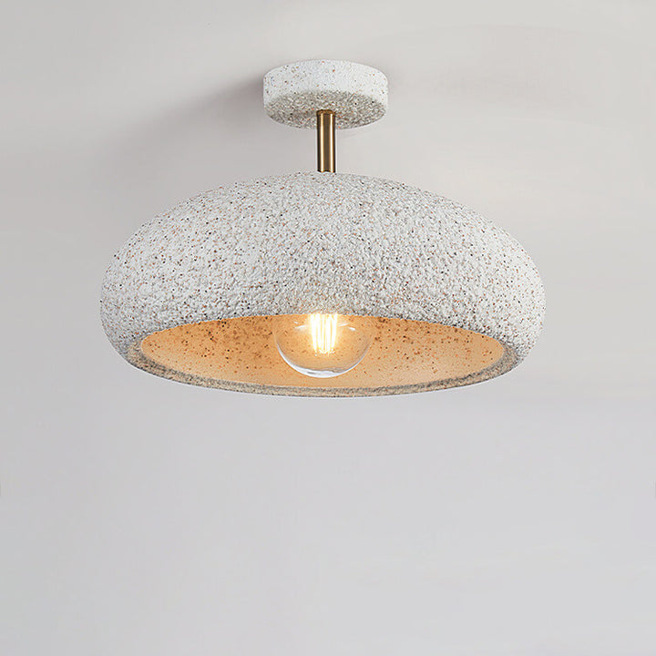 Moderne minimalistische ovale Gips-Eisen 1-Licht Semi-Flush-Montage Deckenleuchte 