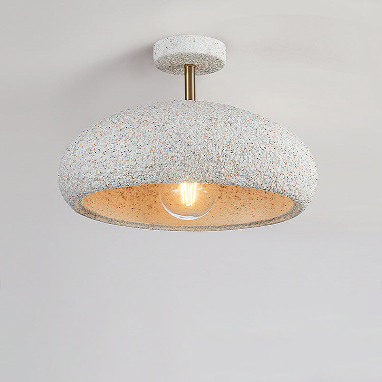 Moderne minimalistische ovale Gips-Eisen 1-Licht Semi-Flush-Montage Deckenleuchte 