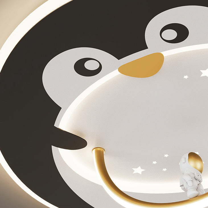 Lumière de plafond LED encastrée ronde en aluminium acrylique pour enfants Art déco moderne avec pingouin, panda, lion, mouton pour chambre 