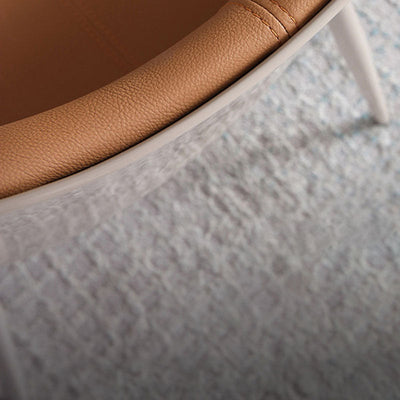 Chaise de salle à manger moderne en cuir de vache simplicité en acier éponge carrée avec dossier incurvé pour salle à manger 