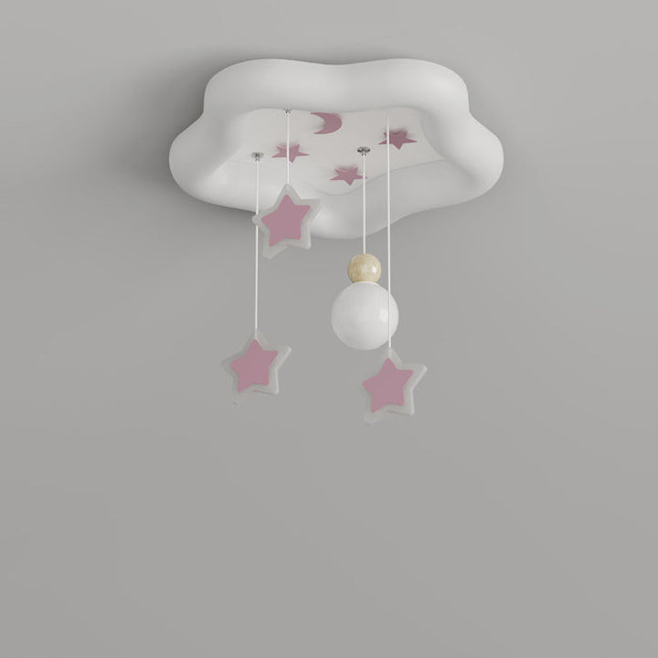 Plafonnier LED en fer acrylique avec pentagramme crème moderne Art déco et lune pour salon 