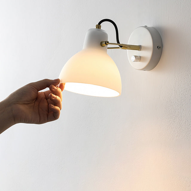 Lámpara de Aplique de Pared de 1 Luz Hemisferoide de Vidrio de Hierro de Simplicidad Moderna para Cabecera 