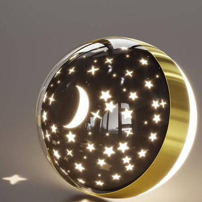 Creative Children Moon Astronaut Acrylic Circle Ring LED Wall Sconce Lamp