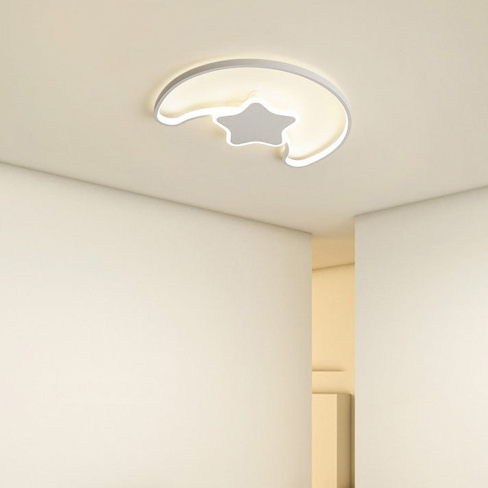 Zeitgenössische kreative Stern Mond Acryl Schatten Eisen LED Unterputz Deckenleuchte für Wohnzimmer 