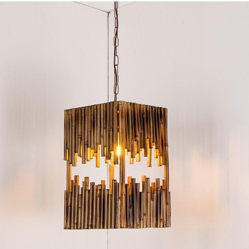 Traditional Vintage Ship Wood Carving Decorative Barrel 1-Light Pendant Light For Dining Room