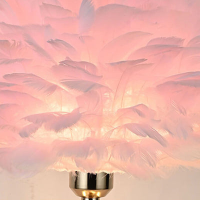 Modern Creative Wrought Iron Feather Vase 1-Light Table Lamp For Bedroom