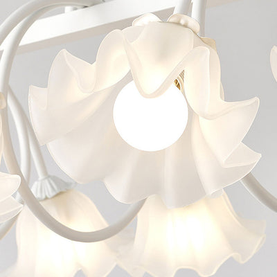 Modern Minimalist Cream Flower Iron Glass 6/8 Light Island Light Chandelier For Dining Room