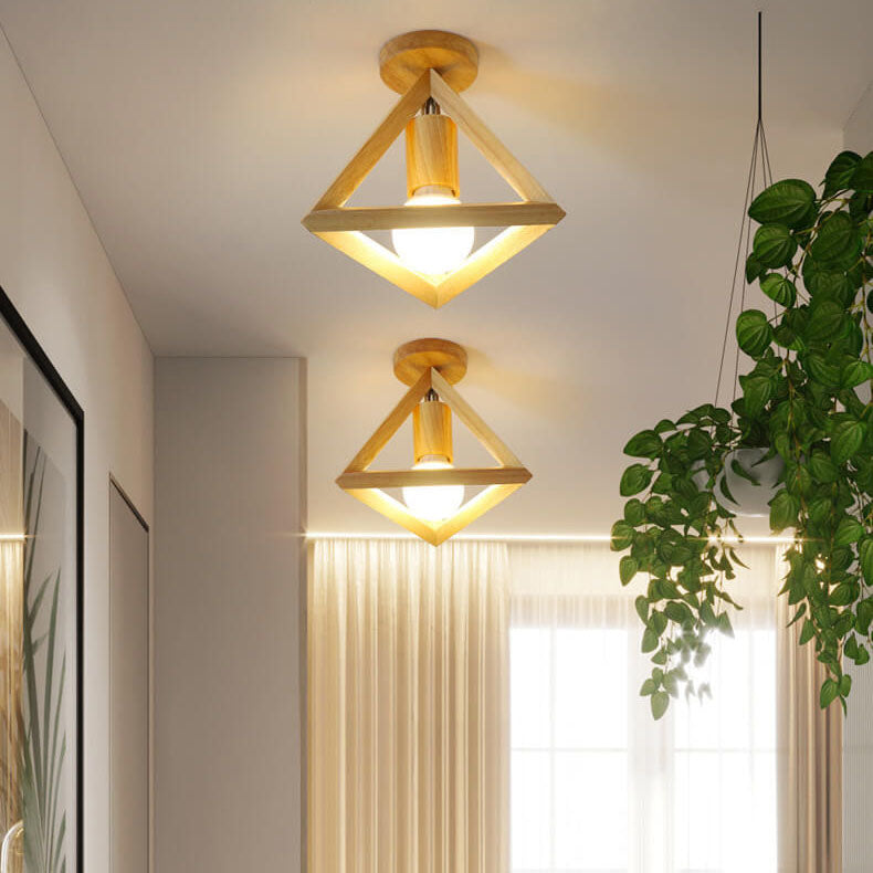 Japanischer minimalistischer hohler geometrischer Würfel 1-Licht Semi-Flush-Mount-Deckenleuchte 