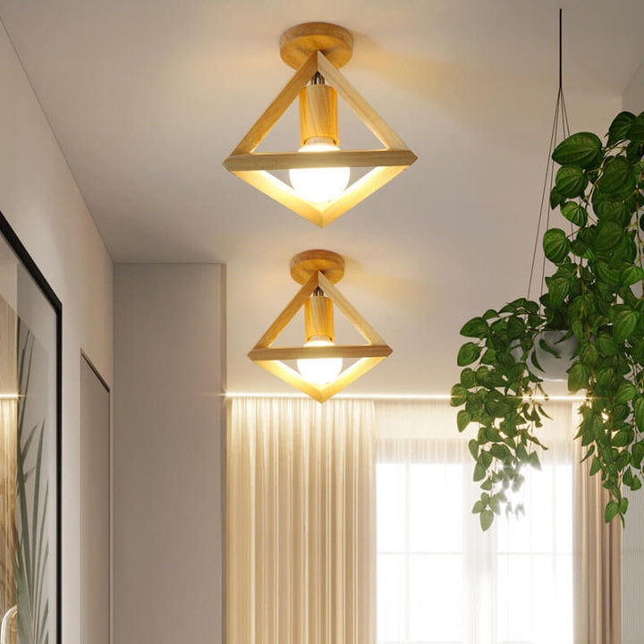 Japanischer minimalistischer hohler geometrischer Würfel 1-Licht Semi-Flush-Mount-Deckenleuchte 
