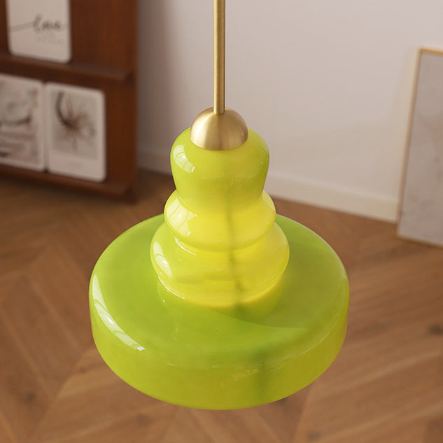 Moderne bunte Glas-Kürbis-Schirm 1-Licht Pendelleuchte 