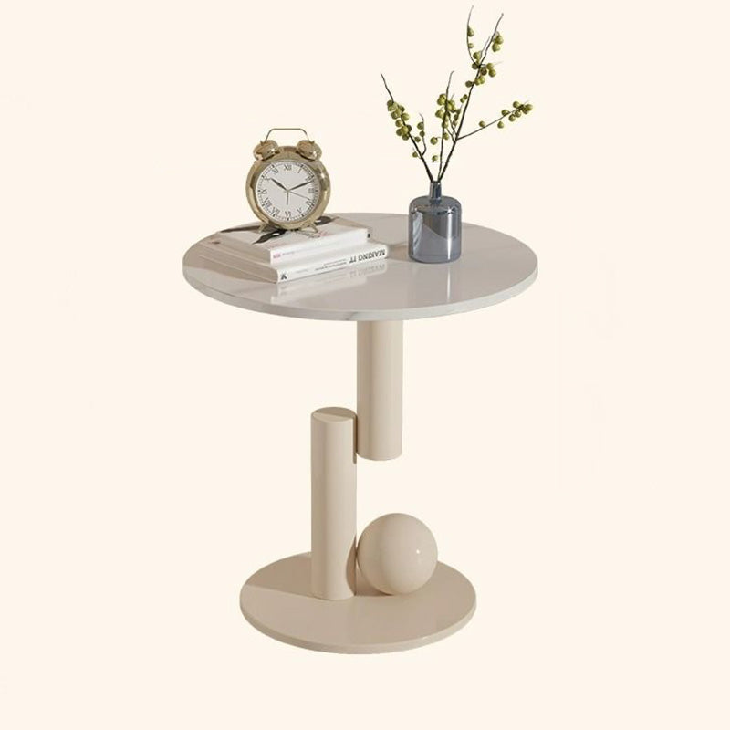 Moderner kreativer runder Zylinder-Orb-Felsplatten-Eisen-Couchtisch für das Wohnzimmer 