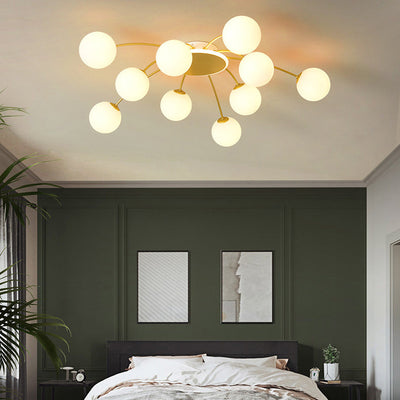Moderne Luxus Runde Kugel Eisen Glas 10/12/16 Licht Semi-Flush Mount Deckenleuchte für Wohnzimmer 
