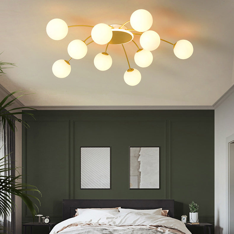 Moderne Luxus Runde Kugel Eisen Glas 10/12/16 Licht Semi-Flush Mount Deckenleuchte für Wohnzimmer 