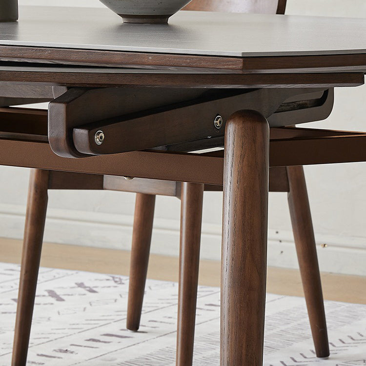 Mesa de comedor de roble plegable con cuatro patas, losa de piedra redonda cuadrada minimalista moderna, para comedor 