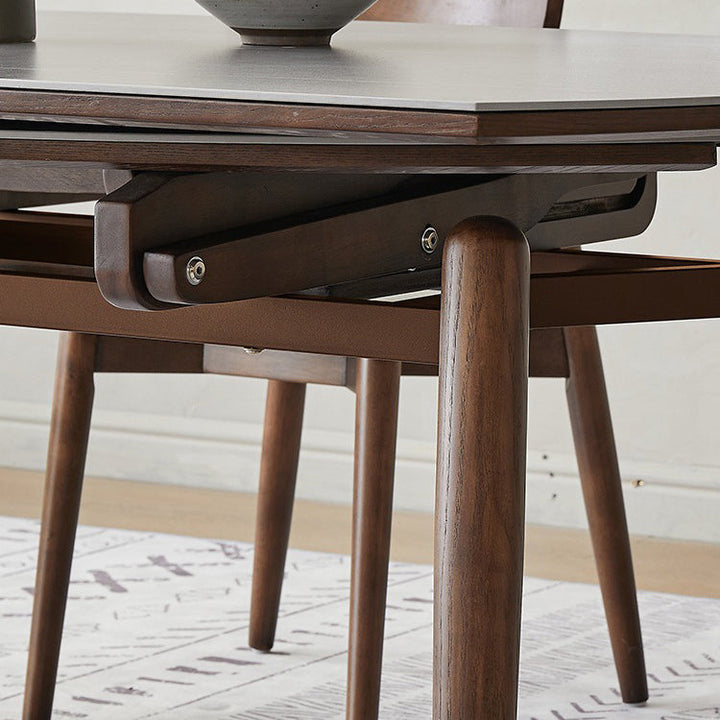 Mesa de comedor de roble plegable con cuatro patas, losa de piedra redonda cuadrada minimalista moderna, para comedor 
