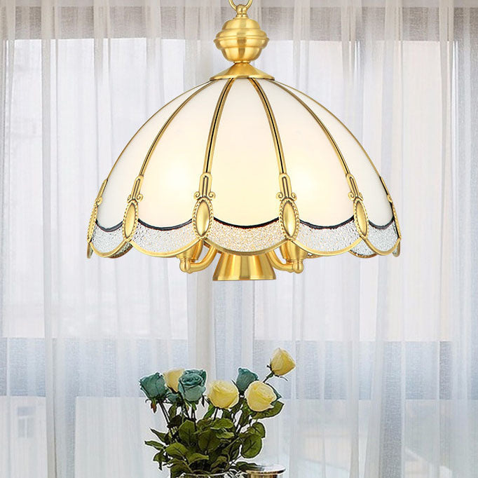 Zeitgenössische Luxus-Kupferrahmen-Rundglas 3/5-Licht-Pendelleuchte für Esszimmer 