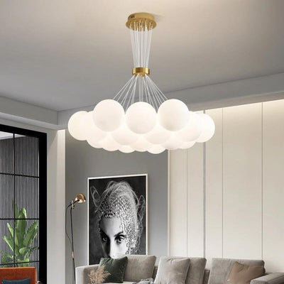 Zeitgenössischer kreativer Mondglas-Kronleuchter mit 7/13/19 Lichtern für Wohnzimmer 