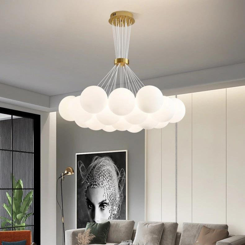 Zeitgenössischer kreativer Mondglas-Kronleuchter mit 7/13/19 Lichtern für Wohnzimmer 