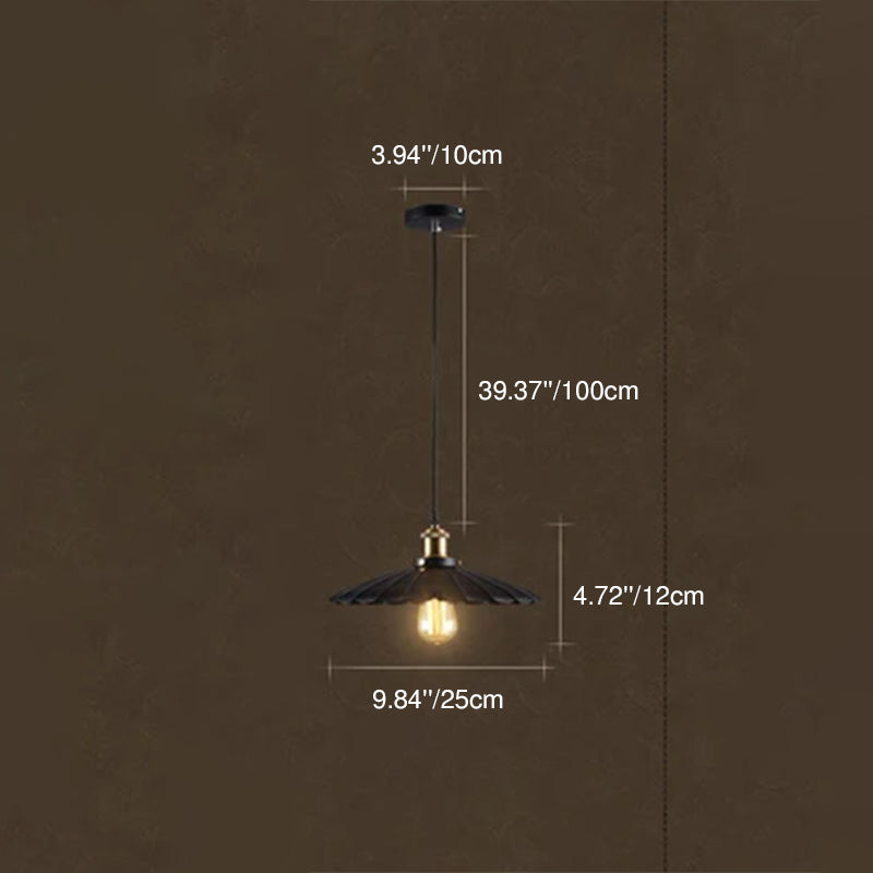 Contemporary Industrial Iron Scalloped Shade 1-Light Pendant Light For Living Room &amp; Dining Room