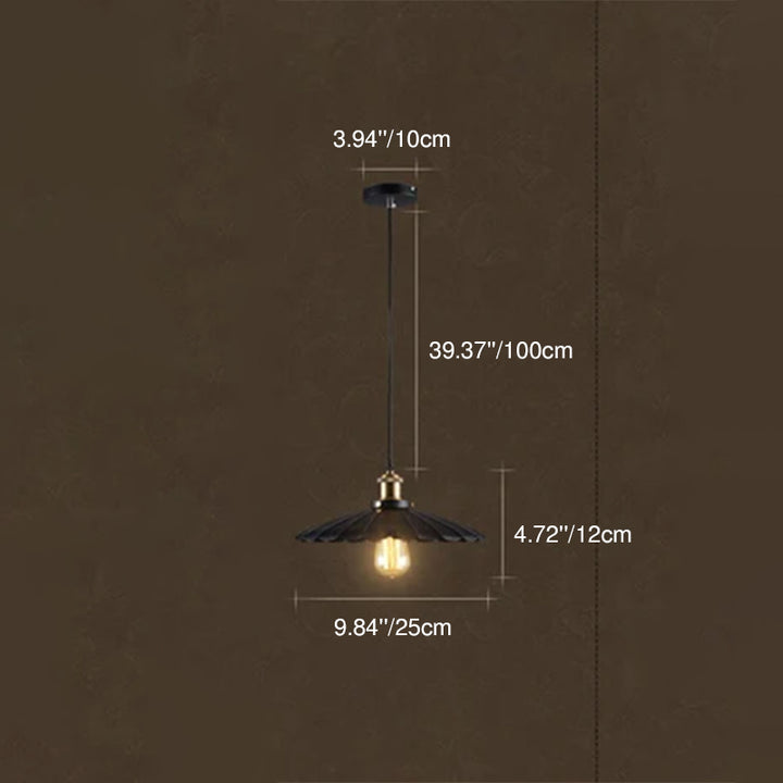 Contemporary Industrial Iron Scalloped Shade 1-Light Pendant Light For Living Room &amp; Dining Room