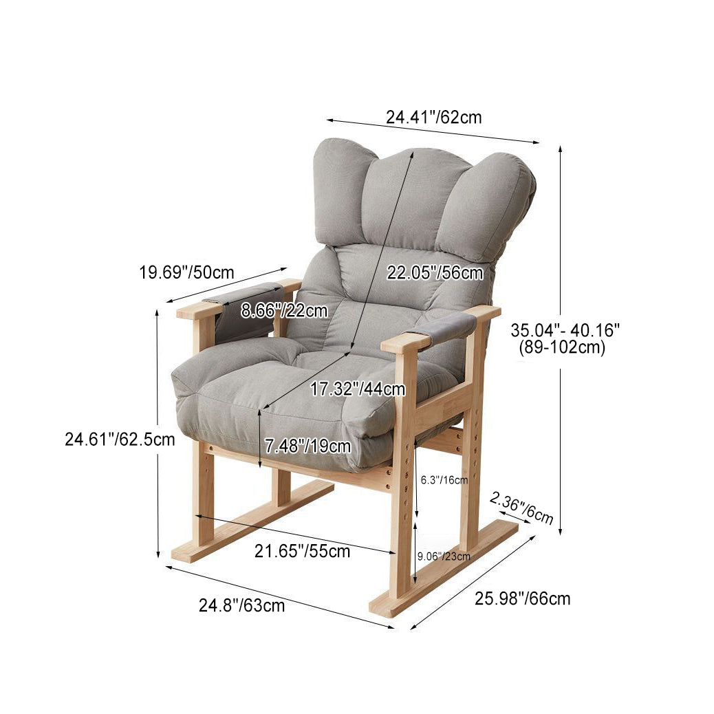 Modern Simplicity Velvet Cotton Wood Adjustable Recliner Backrest Armrest For Living Room