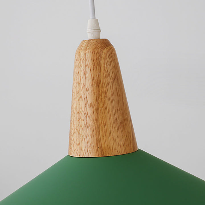 Modern Minimalist Macaron Color Aluminum Solid Wood 1-Light Pendant Light