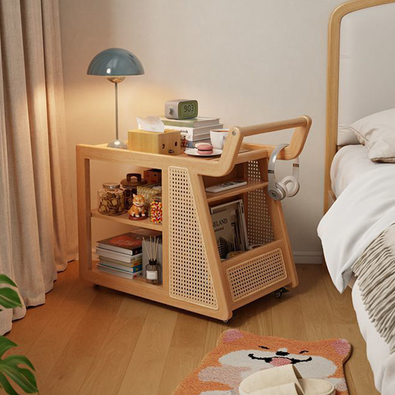 Zeitgenössischer Retro Massivholz Beweglicher Multifunktionaler Lagerung Beistelltisch 3-stufig Für Wohnzimmer 