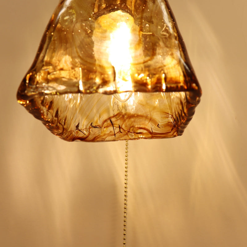 Traditionelle Vintage Messing Bernstein Quadrat Glas Schatten 1-Licht Wand Leuchte Lampe für Wohnzimmer 