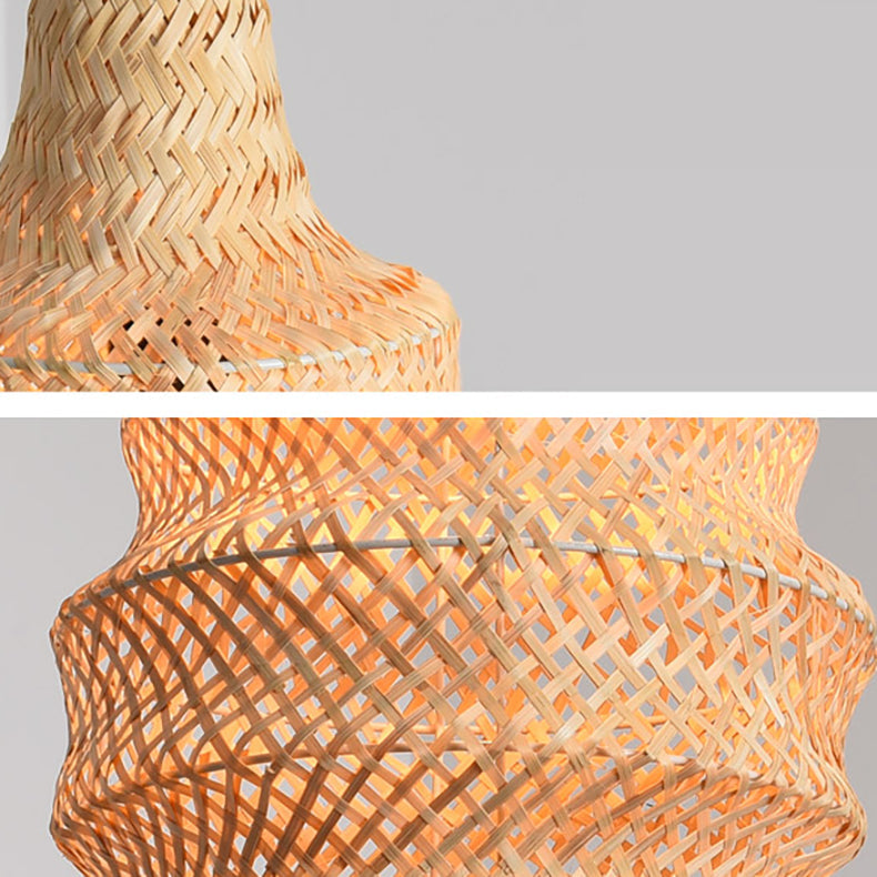 Traditionelle chinesische Muschelform Hardware Bambus 1-Licht Pendelleuchte für Wohnzimmer 