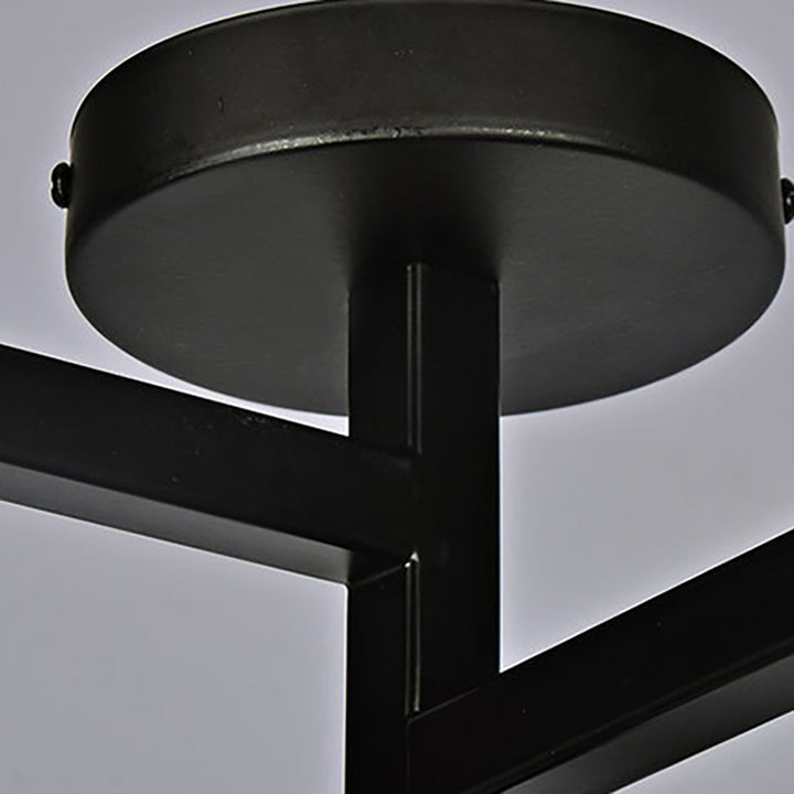 Chandelier moderne minimaliste carré en fer à 4 lumières pour salon 
