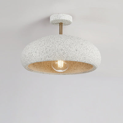Moderne minimalistische ovale Gips-Eisen 1-Licht Semi-Flush-Montage Deckenleuchte 