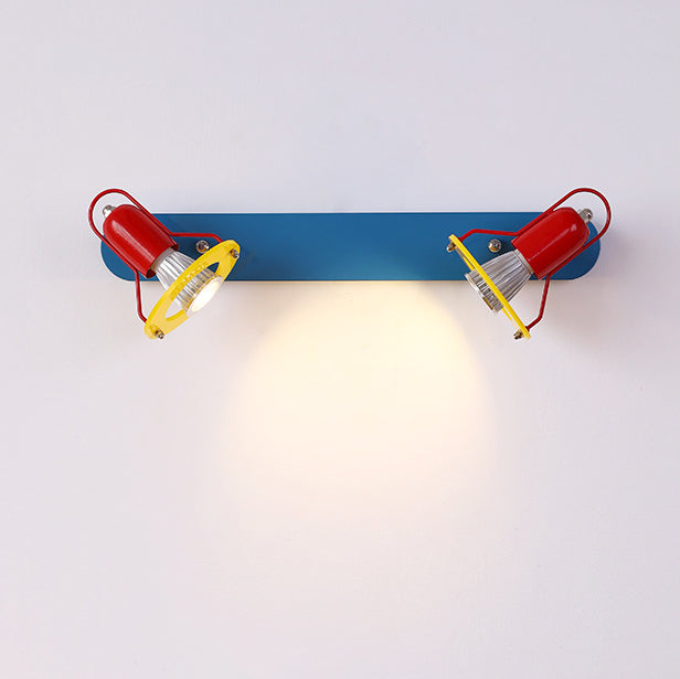 Zeitgenössische kreative kindliche bunte geometrische Eisen 2-Licht Spiegel Front Wandleuchte Lampe für Schlafzimmer 