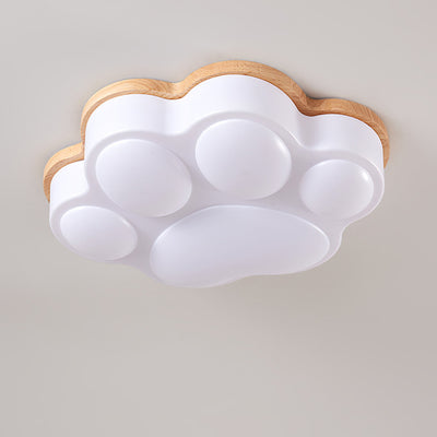 Plafonnier LED en acrylique en forme de patte de chat minimaliste moderne en bois de caoutchouc pour chambre 