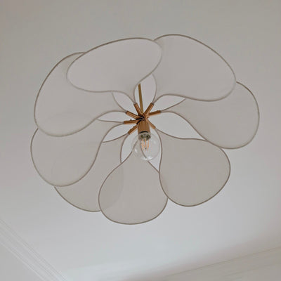 Abat-jour contemporain en tissu pétale de style bohème, luminaire suspendu à 1 lumière pour le salon 