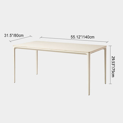 Ensemble de table à manger et chaises en alliage d'aluminium avec dalle de roche rectangulaire minimaliste moderne pour 4 places 