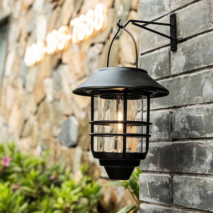 Zeitgenössische Retro Solar wasserdichte Aluminium Glas Laterne Zylinder 1-Licht hängen Wandleuchte Lampe für Terrasse 