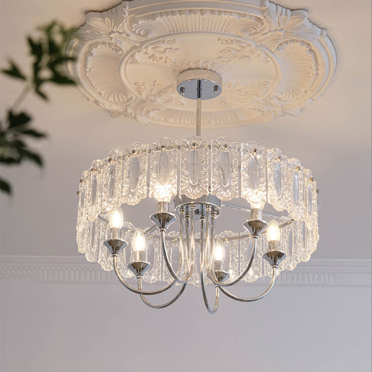 Porte-bougie rond en verre et fer traditionnel français 4/5/6 Lumières Lustres pour chambre 